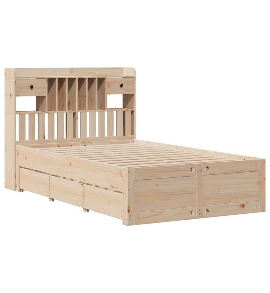 Lit bibliothèque sans matelas 120x200 cm bois de pin massif