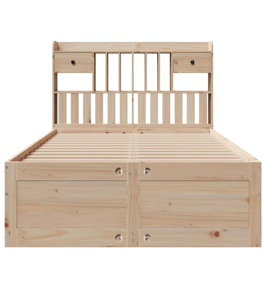Lit bibliothèque sans matelas 120x200 cm bois de pin massif