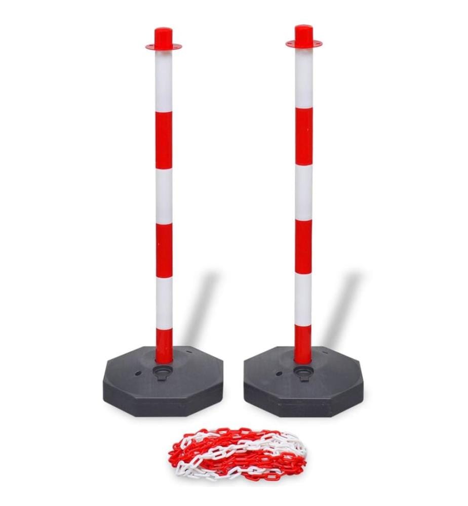 Pfosten-Set mit Absperrkette 10 m Kunststoff