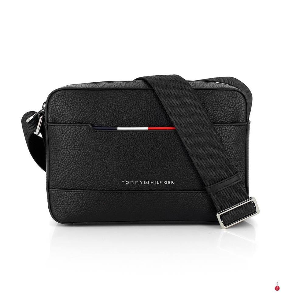 Borsa Reporter con tracolla e logo in metallo - Nero