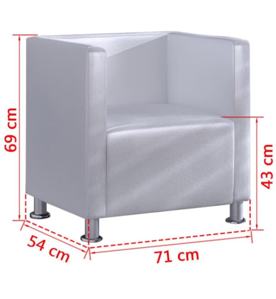 Fauteuil cube blanc simili cuir