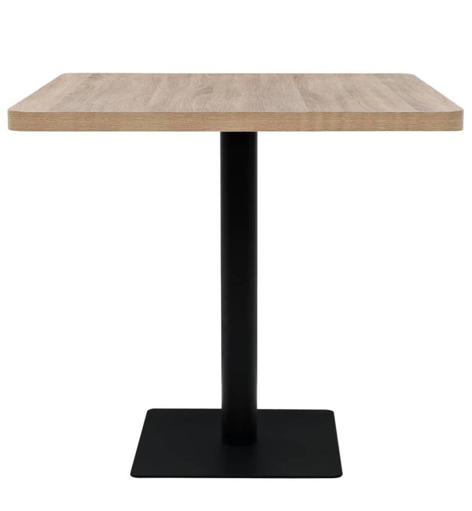 Table de bistro MDF et acier Carré 80x80x75 cm Couleur de chêne
