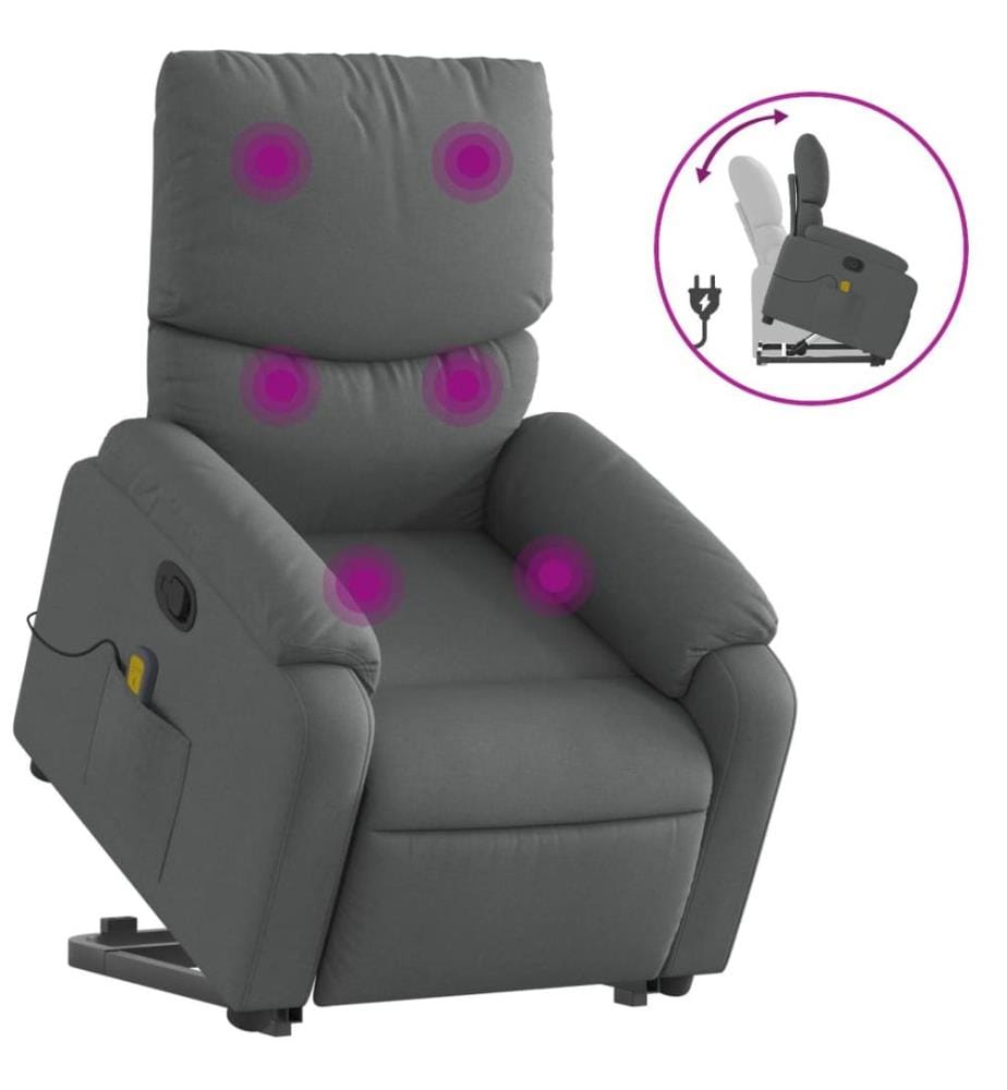 Massagesessel mit Aufstehhilfe Dunkelgrau Stoff