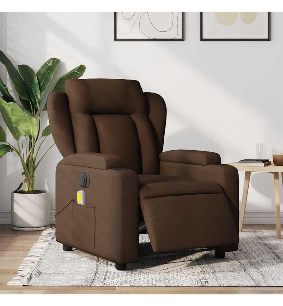 Massagesessel Elektrisch Braun Stoff