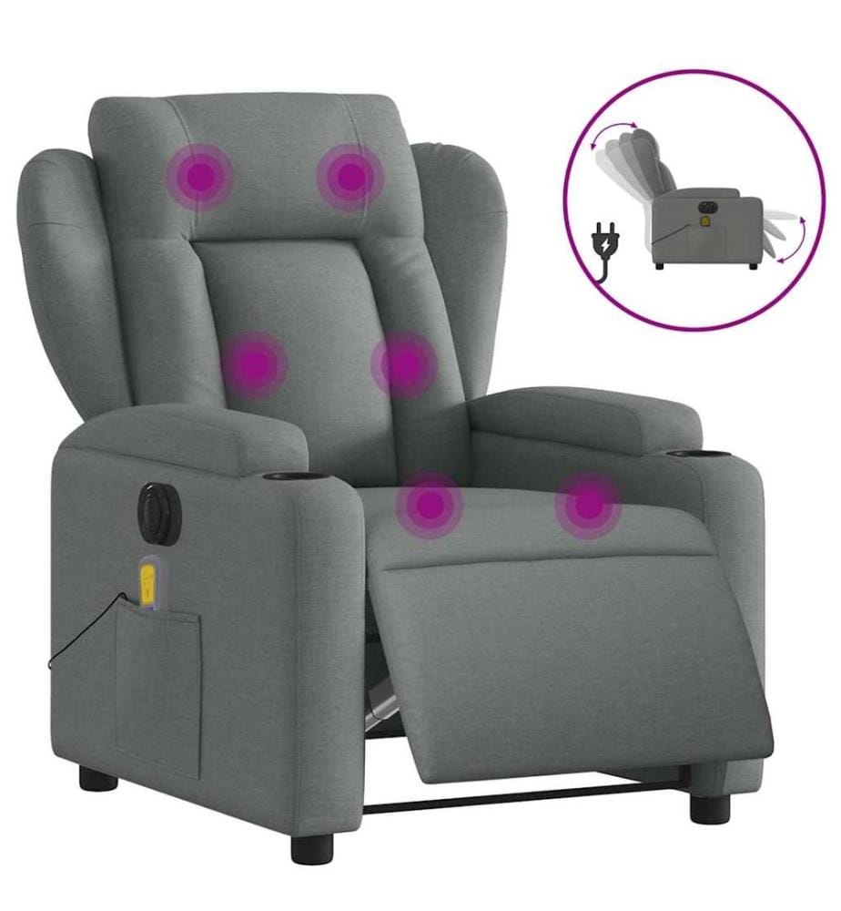 Massagesessel Elektrisch Dunkelgrau Stoff