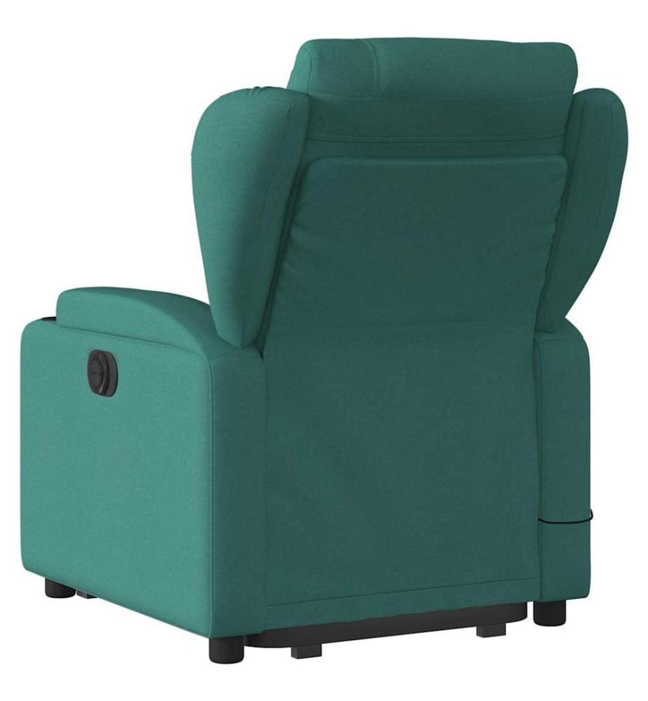 Elektrischer Massagesessel mit Aufstehhilfe Dunkelgrün Stoff