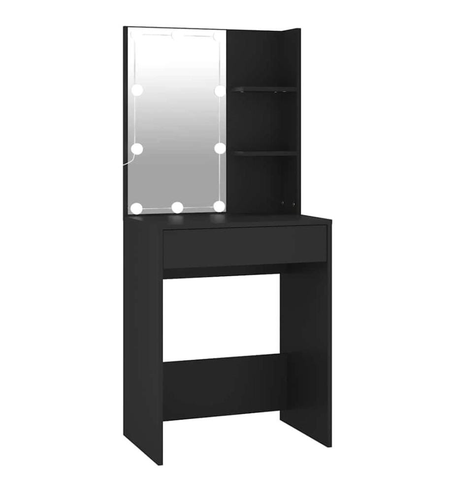 Schminktisch mit LED Schwarz 60x40x140 cm