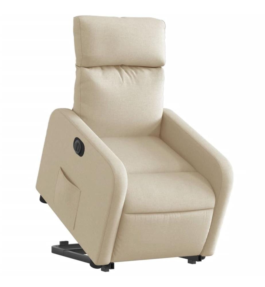 Relaxsessel mit Aufstehhilfe Elektrisch Creme Stoff