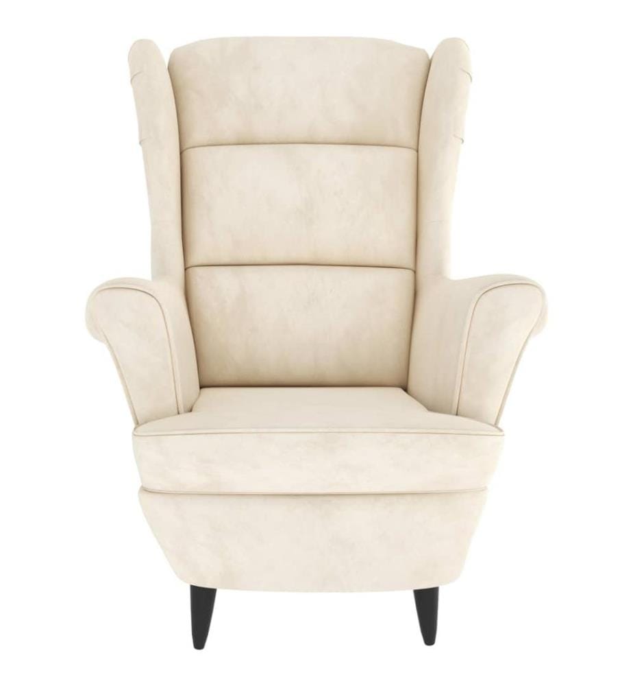 Ohrensessel mit Hocker Creme Samt