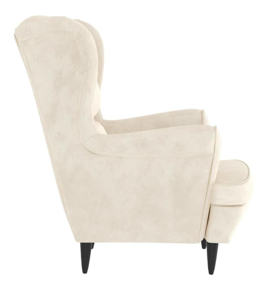 Ohrensessel mit Hocker Creme Samt