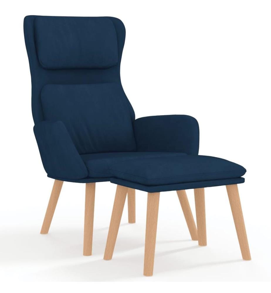 Relaxsessel mit Hocker Blau Samt