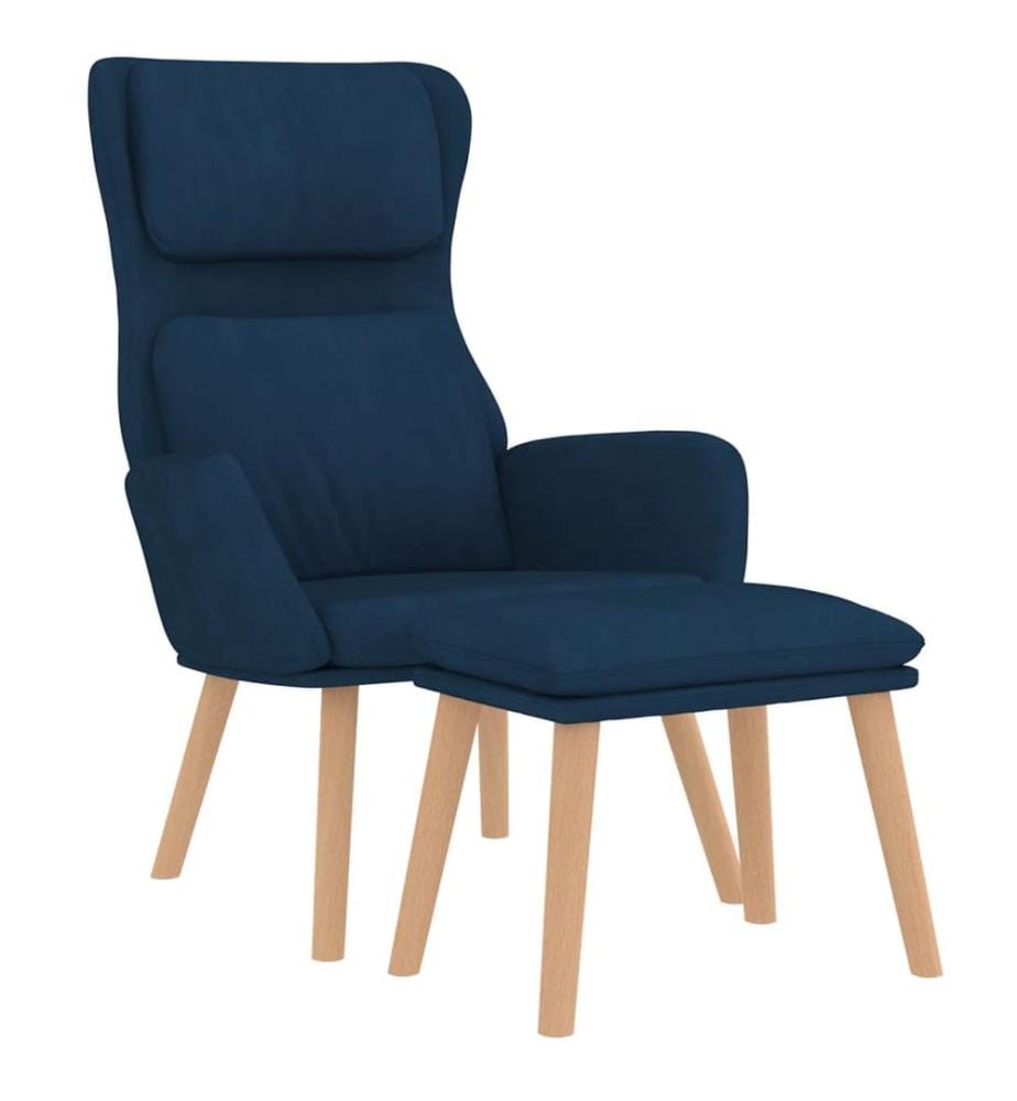 Relaxsessel mit Hocker Blau Samt