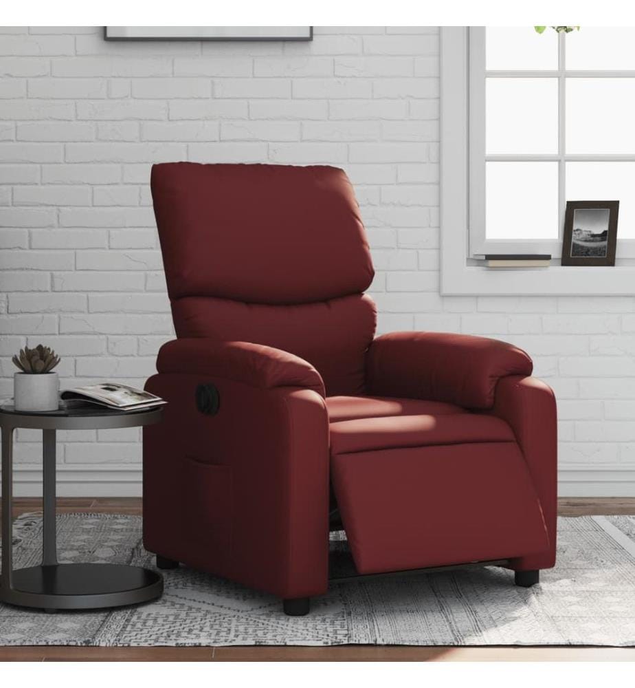 Relaxsessel Elektrisch Weinrot Kunstleder