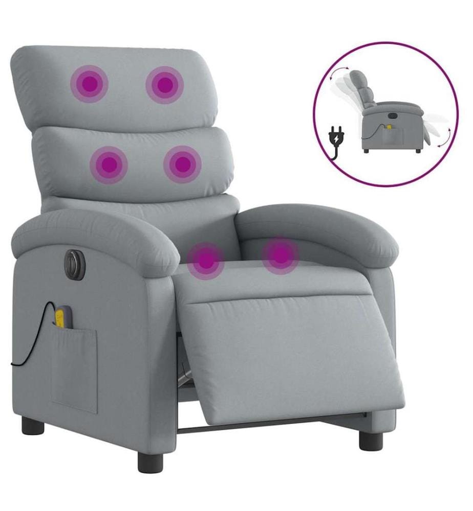 Massagesessel Elektrisch Hellgrau Stoff