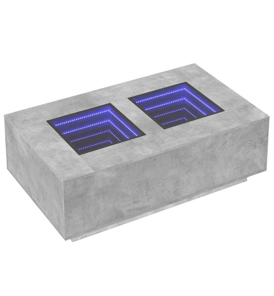 Table basse avec LED infini gris béton 116x69x40 cm