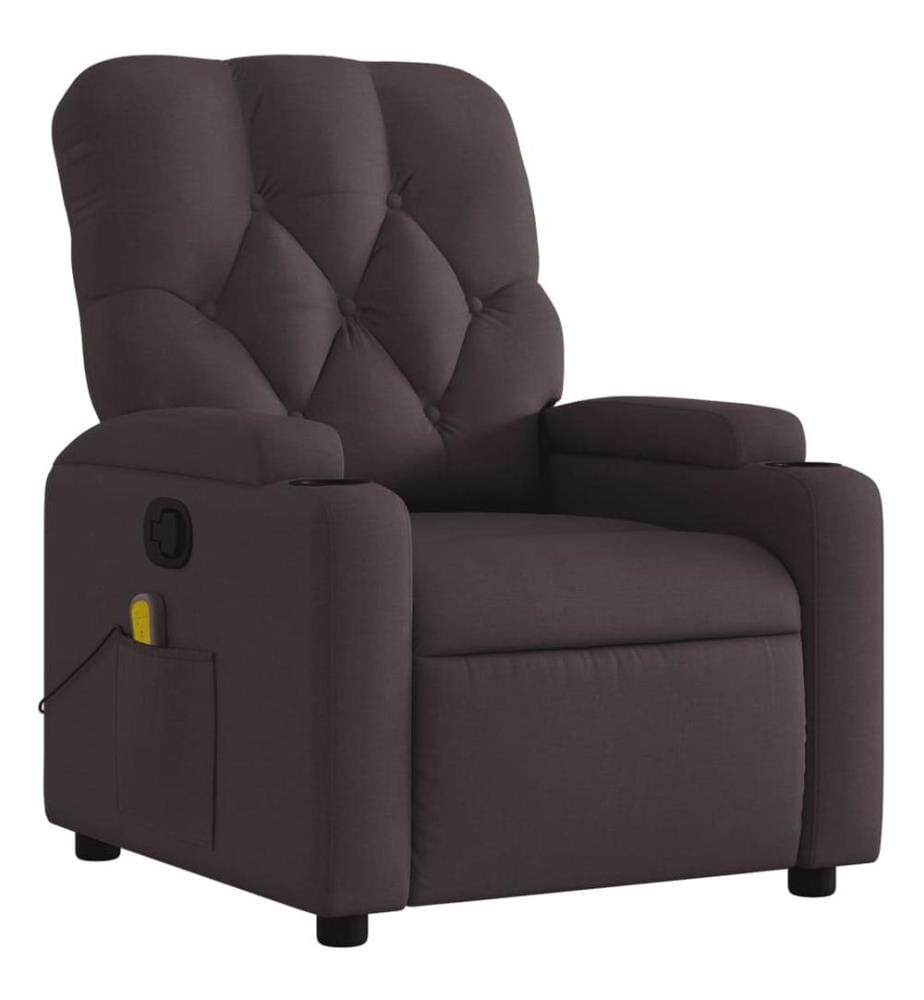 Massagesessel Dunkelbraun Stoff