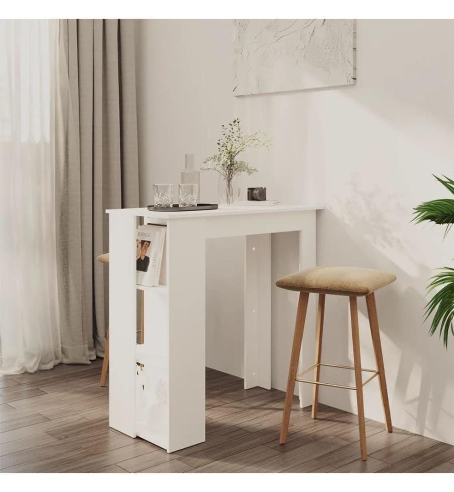 Bartisch mit Regal Weiss 102x50x103,5 cm Holzwerkstoff