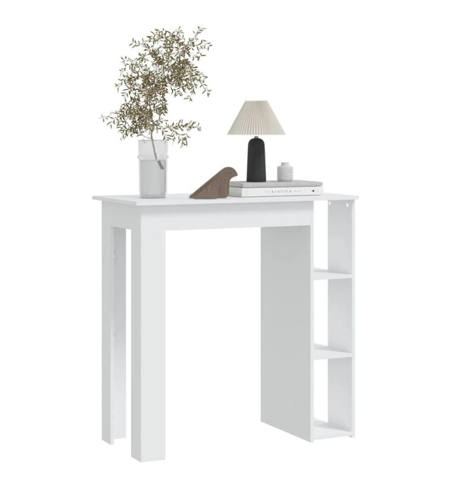 Bartisch mit Regal Weiss 102x50x103,5 cm Holzwerkstoff