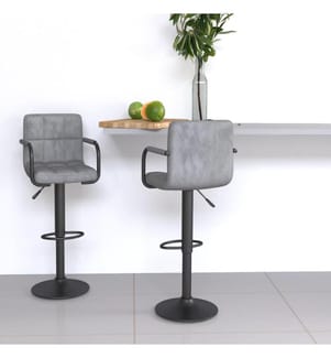Barhocker 2 Stk. Hellgrau Samt