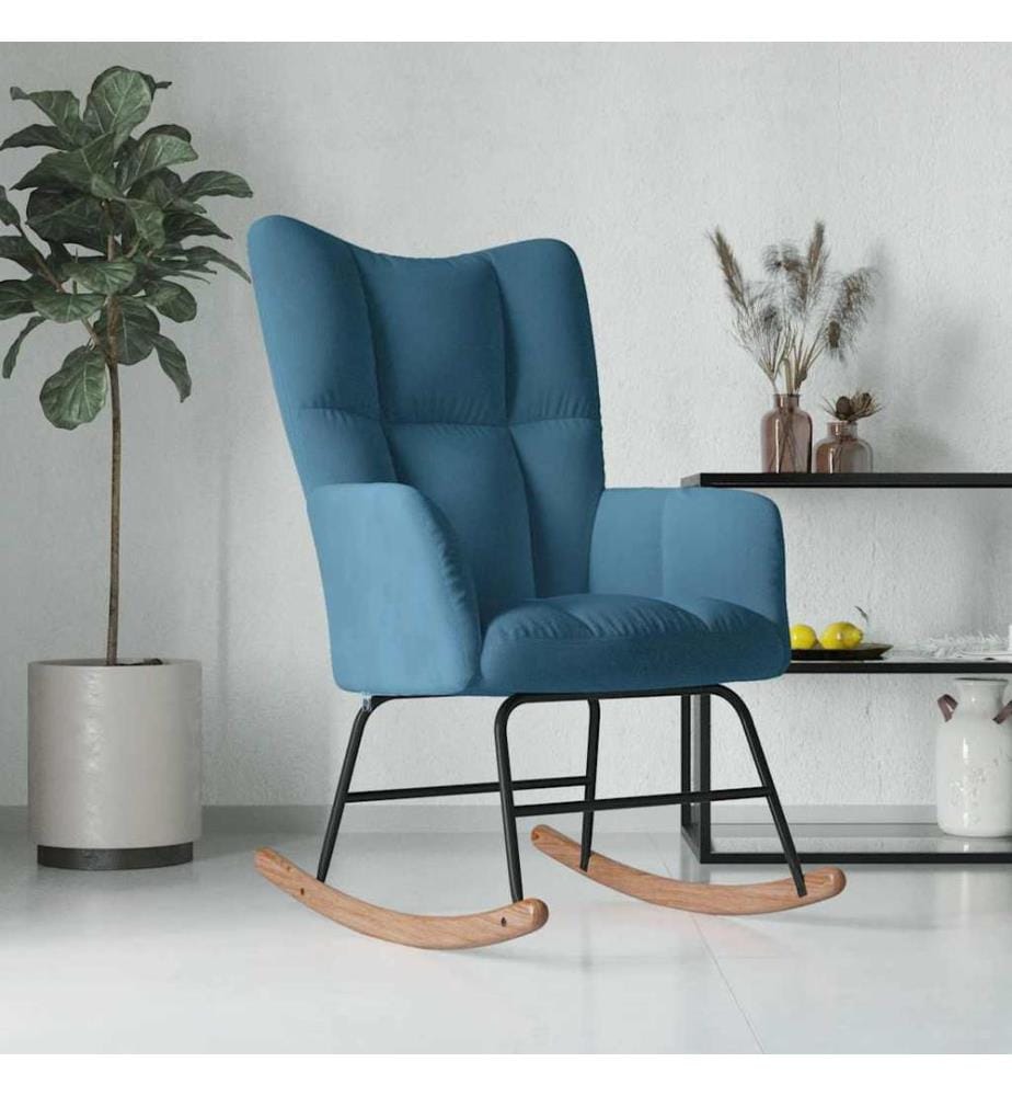 Chaise à bascule Bleu Velours