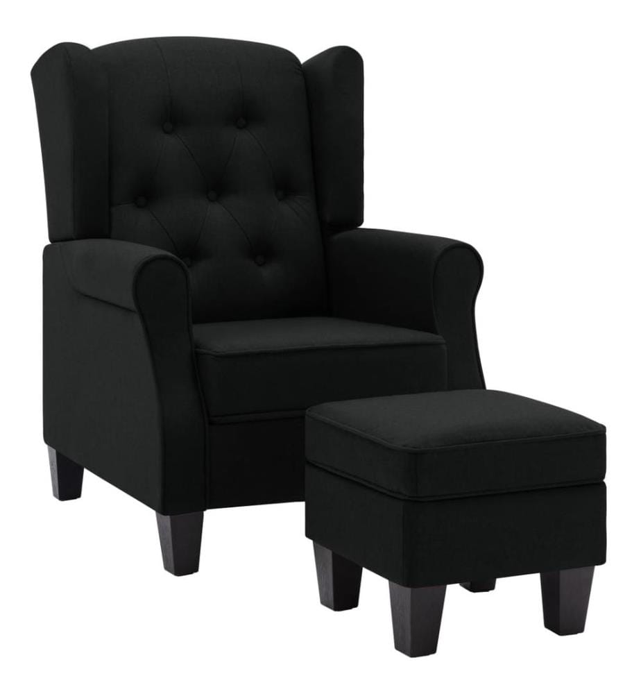 Sessel mit Fusshocker Schwarz Stoff