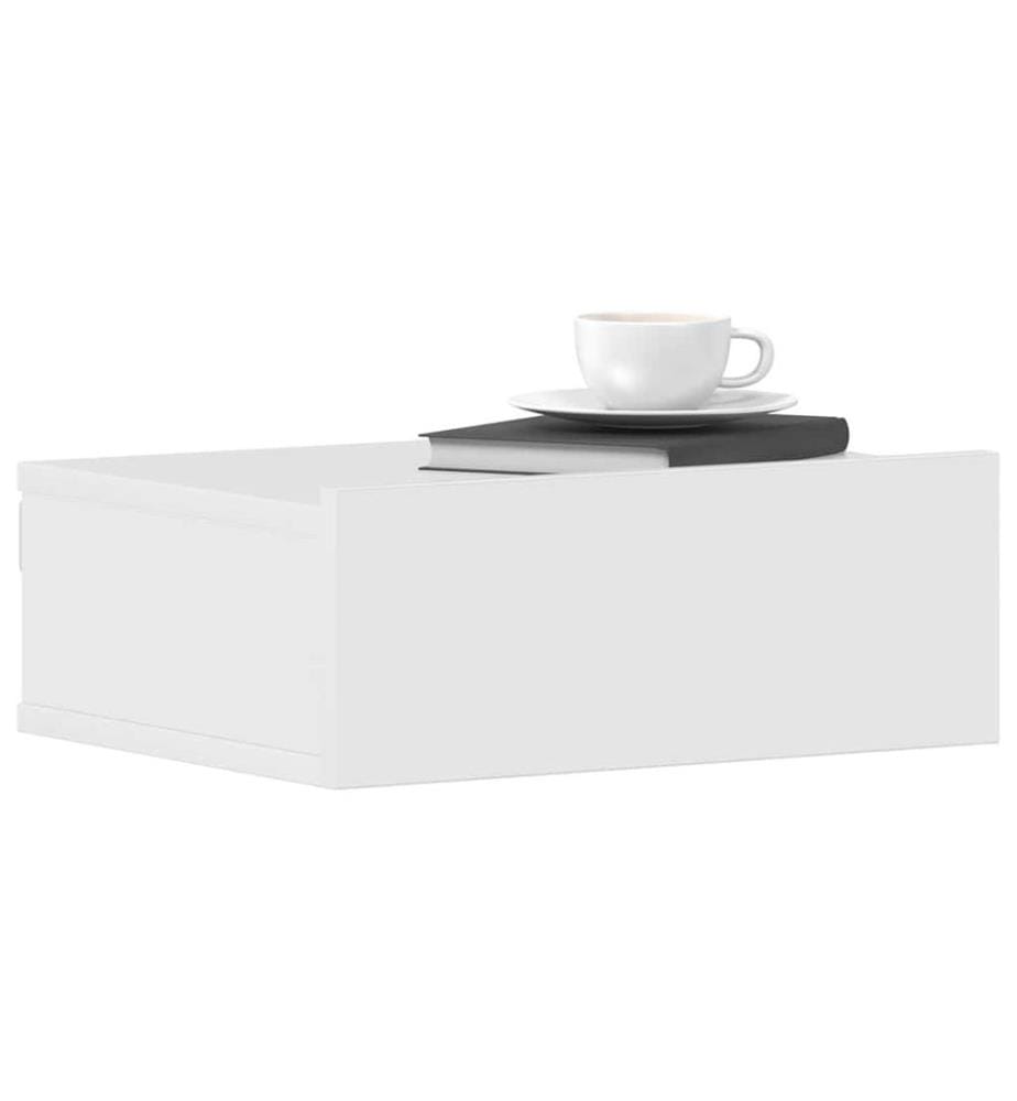 Tables de chevet flottantes 2pcs Blanc brillant Bois ingénierie