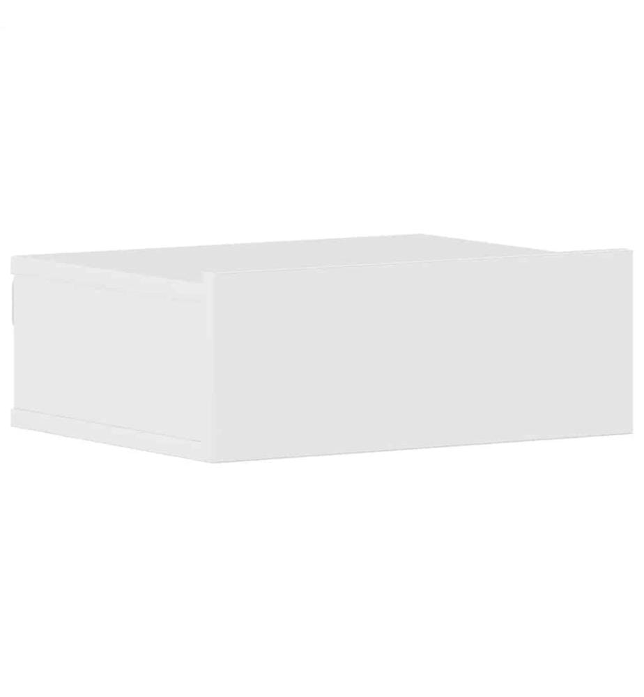 Tables de chevet flottantes 2pcs Blanc brillant Bois ingénierie