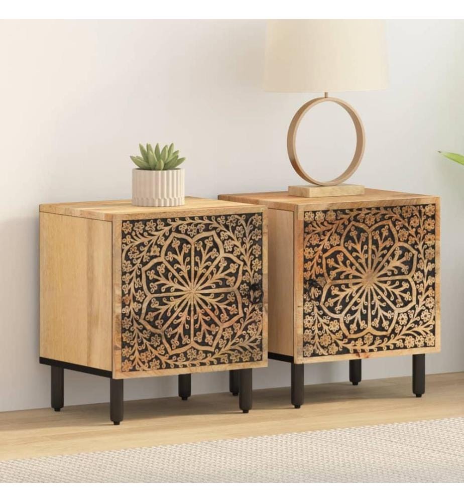 Nachttische 2 Stk. 40x33x46 cm Massivholz Mango