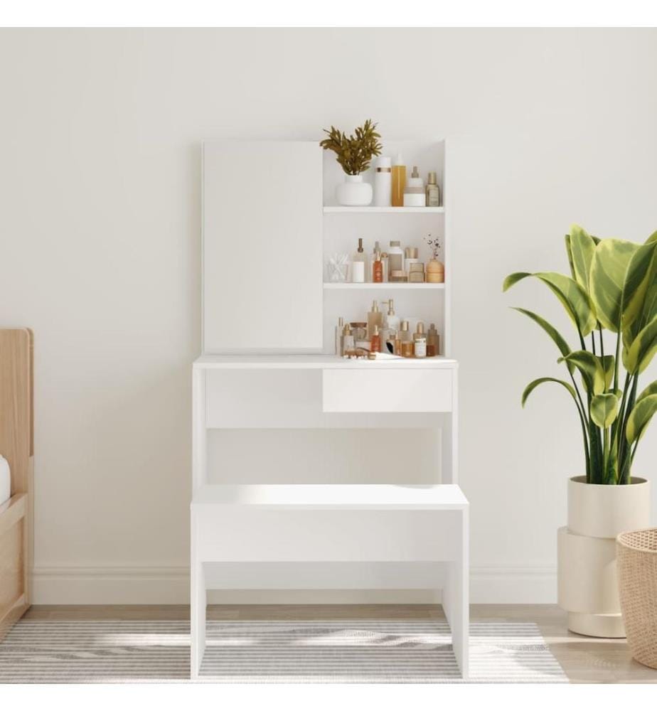 Coiffeuse avec miroir blanc 74,5x40x141 cm