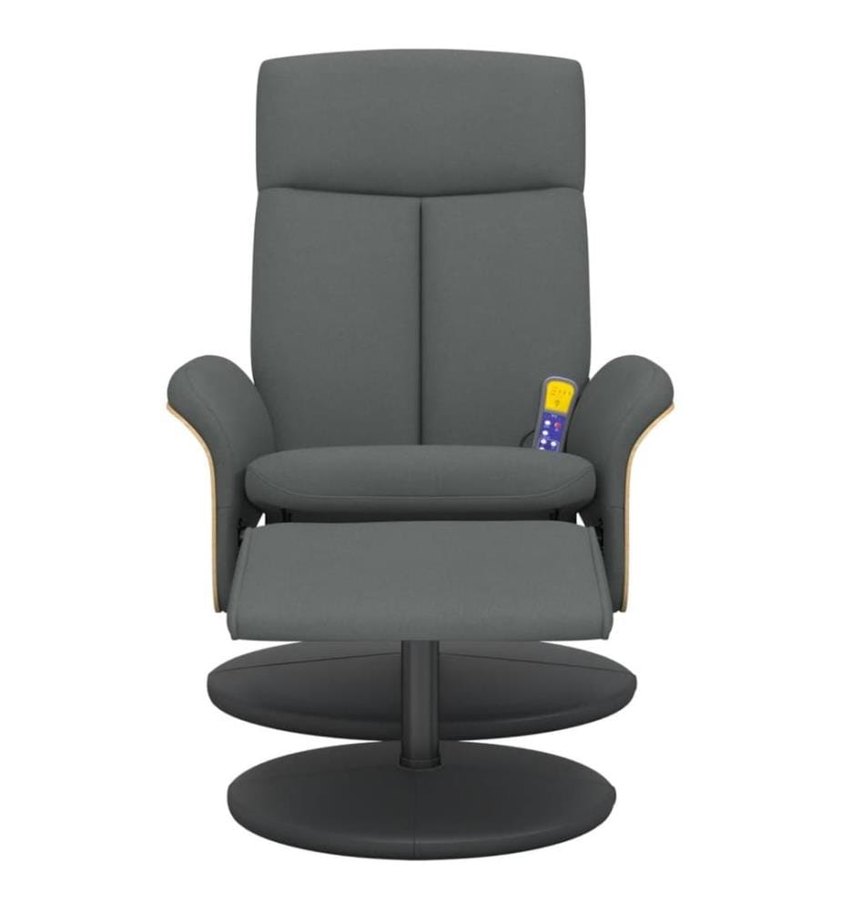Massagesessel mit Fusshocker Dunkelgrau Stoff