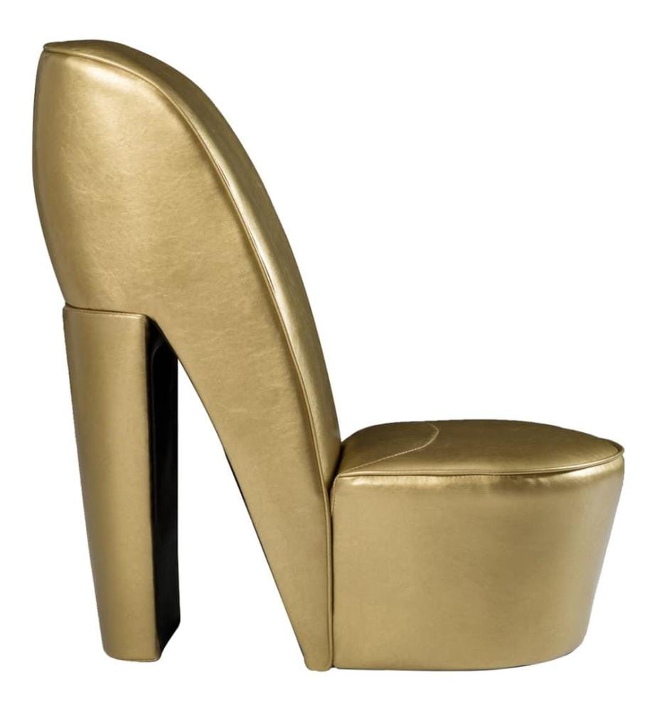 Stuhl in Stöckelschuh-Form Golden Kunstleder