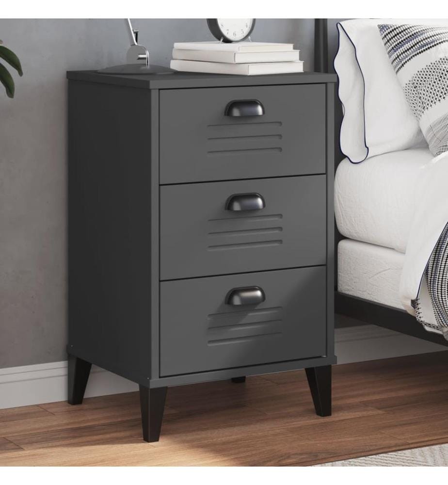 Table de chevet VIKEN gris anthracite bois d'ingénierie