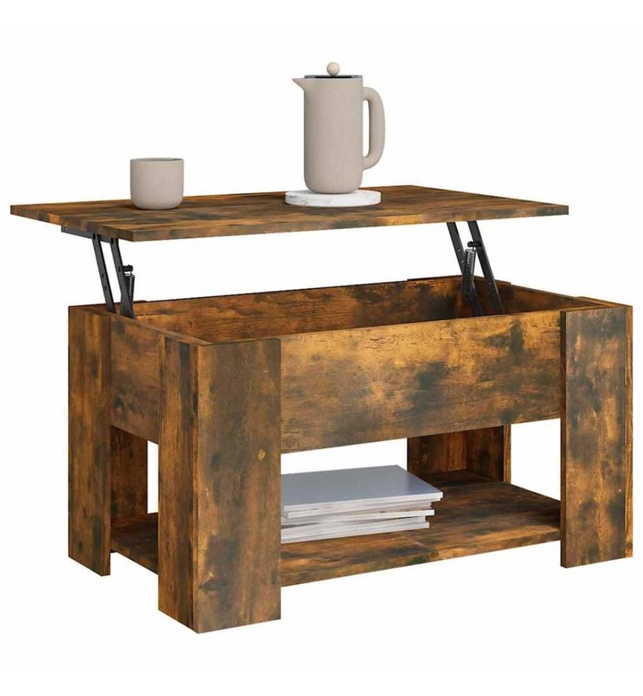 Table basse Chêne fumé 79x49x41 cm Bois d'ingénierie