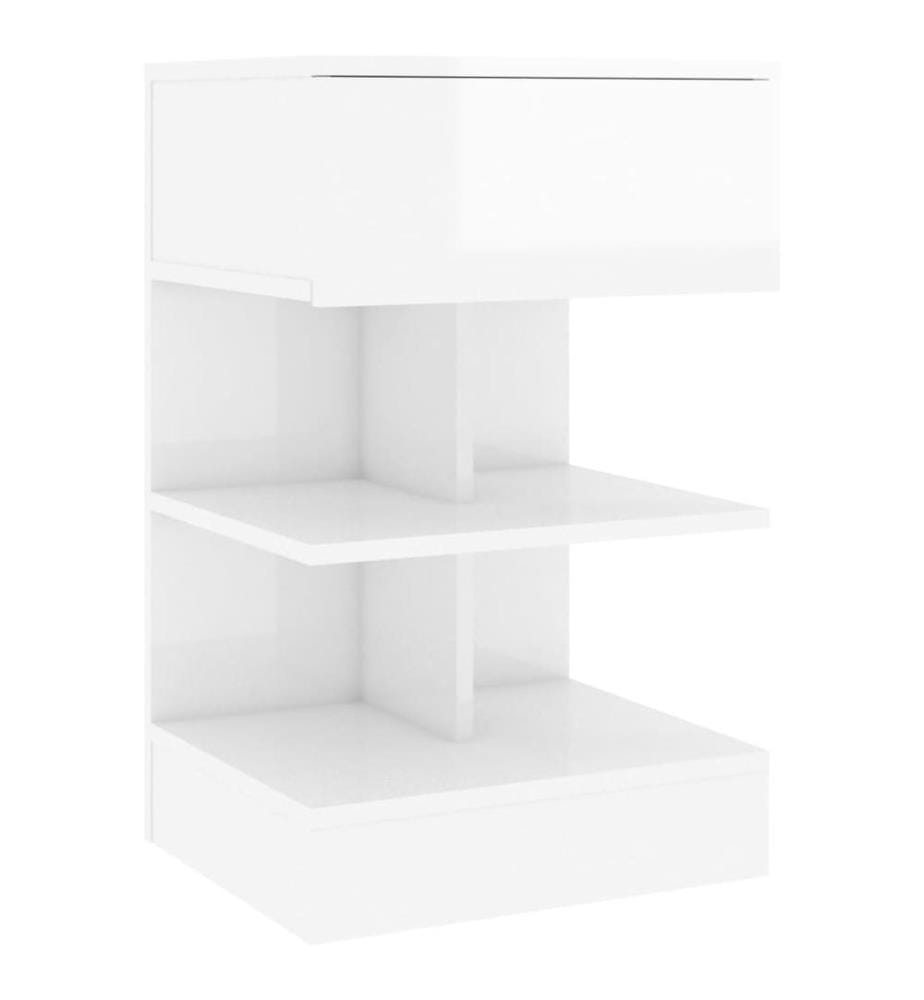 Table de chevet Blanc brillant 40x35x65 cm Bois d'ingénierie