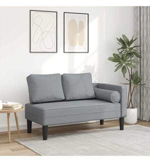 Chaiselongue mit Kissen Hellgrau Stoff