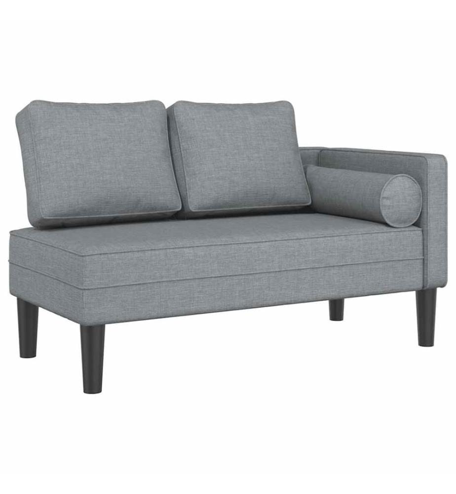 Chaiselongue mit Kissen Hellgrau Stoff