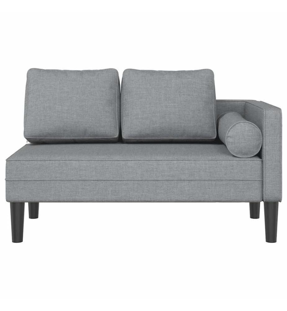 Chaiselongue mit Kissen Hellgrau Stoff