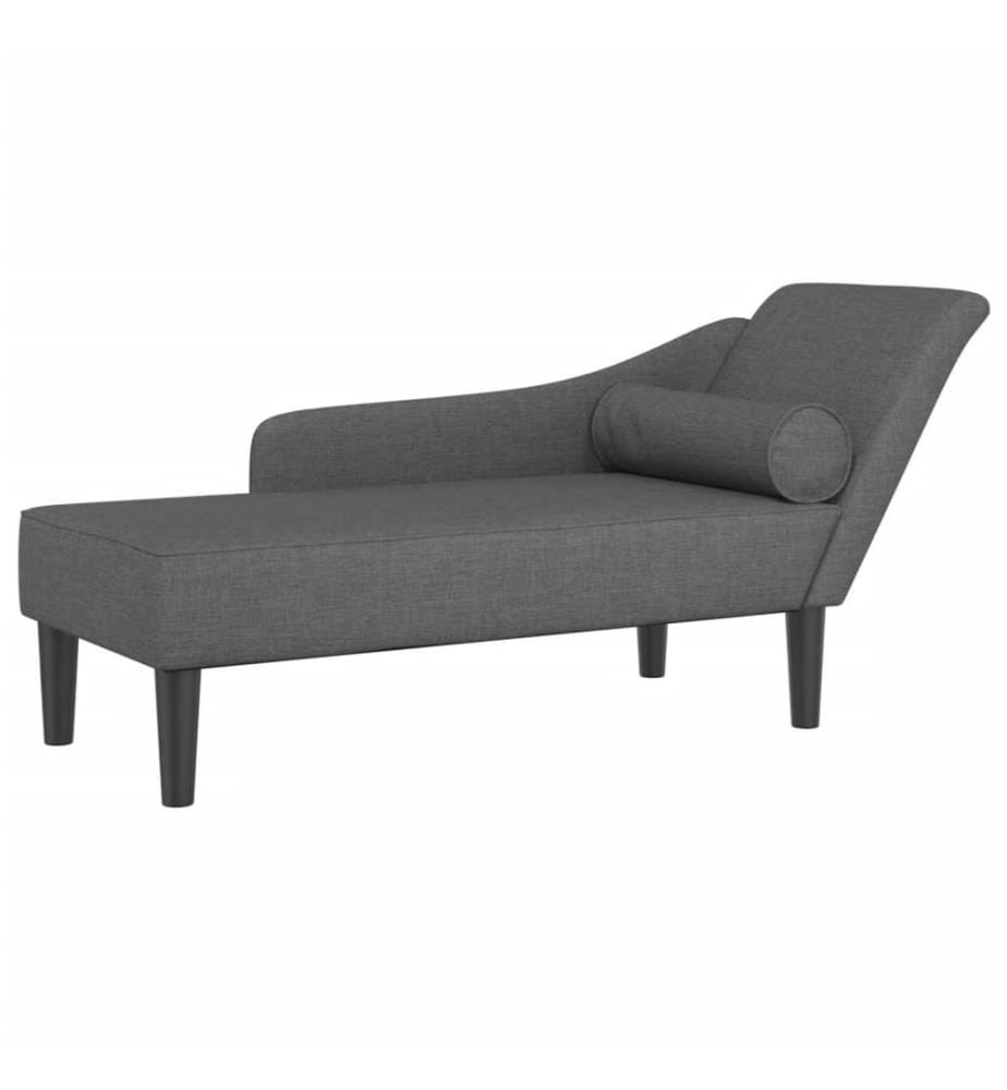 Chaiselongue mit Kissen Dunkelgrau Stoff