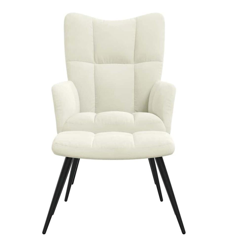 Relaxsessel mit Hocker Cremeweiss Samt