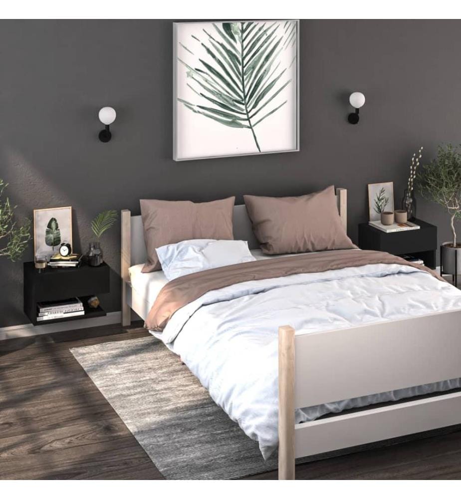 Tables de chevet murales 2 pcs Noir