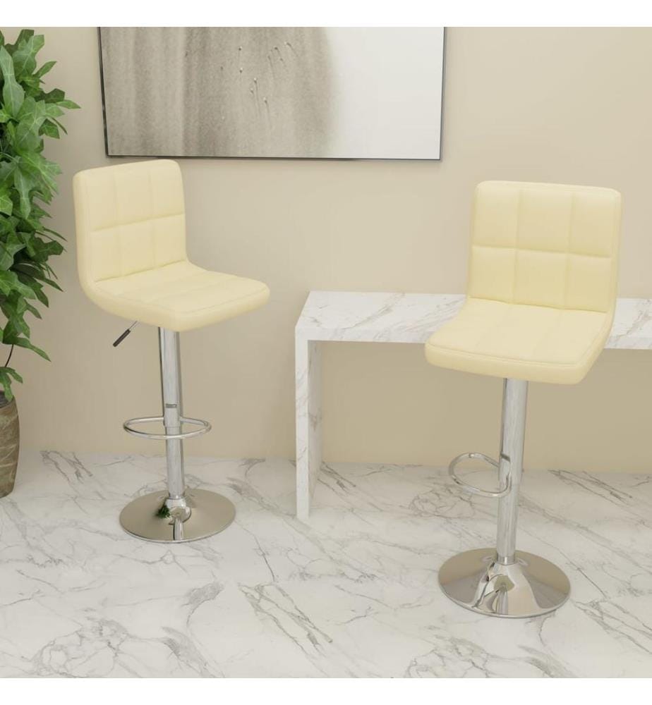 Barhocker 2 Stk. Creme Stoff