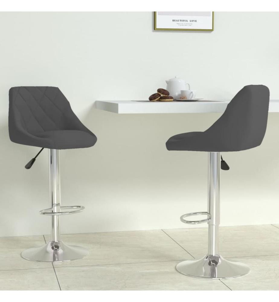 Barhocker 2 Stk. Dunkelgrau Samt