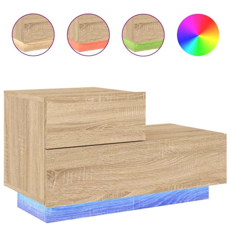 Nachttisch mit LED-Leuchten Sonoma-Eiche 70x36x40,5 cm