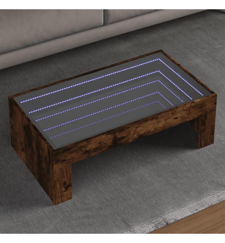 Couchtisch mit Infinity-LED Räuchereiche 90x50x30 cm