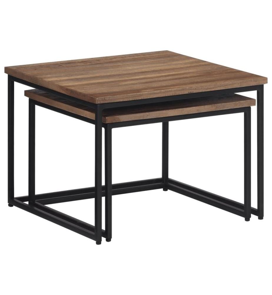 Tables basses gigognes 2 pcs bois massif de teck