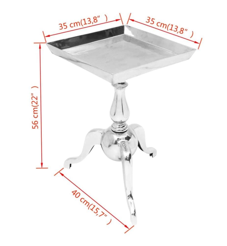 Table auxiliaire carrée Aluminium Argenté