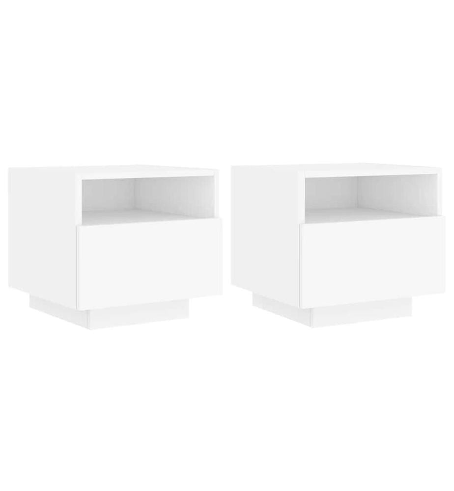 Nachttische mit LED-Leuchten 2 Stk. Weiss 40x39x37 cm