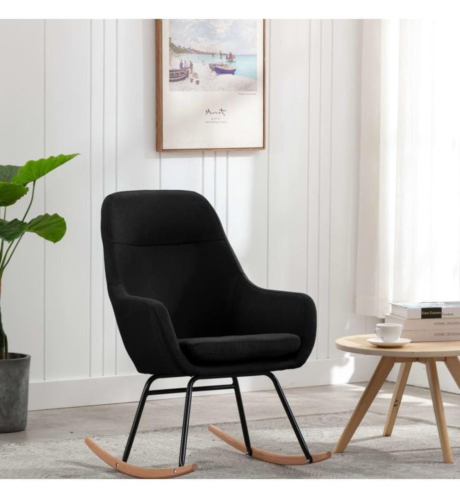 Chaise à bascule Noir Tissu