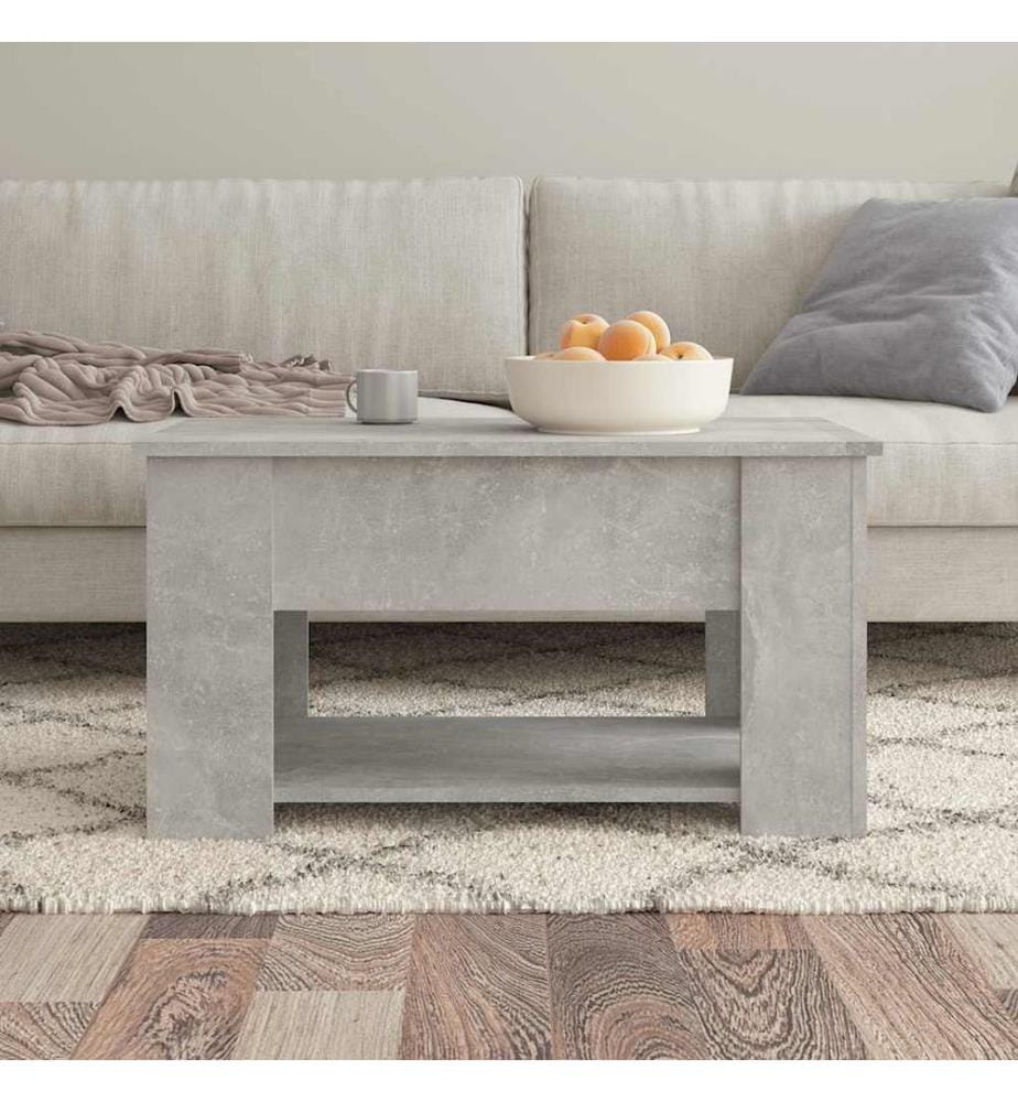 Table basse gris béton 79x49x41 cm bois d'ingénierie