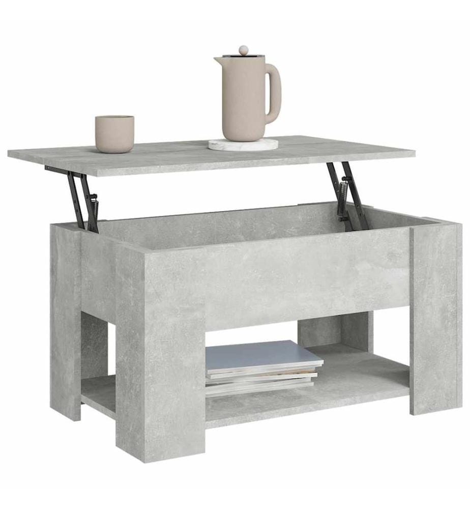 Table basse gris béton 79x49x41 cm bois d'ingénierie
